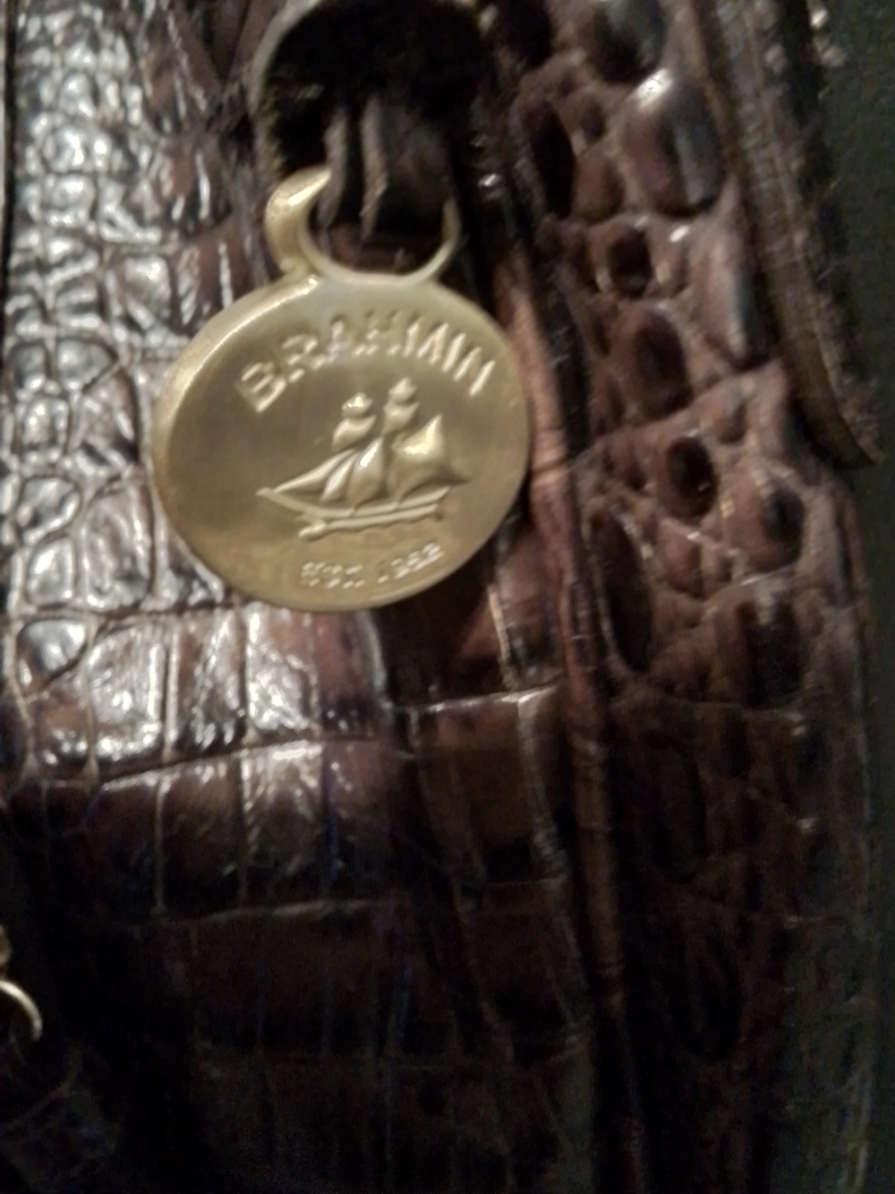 Brahmin Brown Croc-Embossed Shoulder Bag - Picture 2 of 4